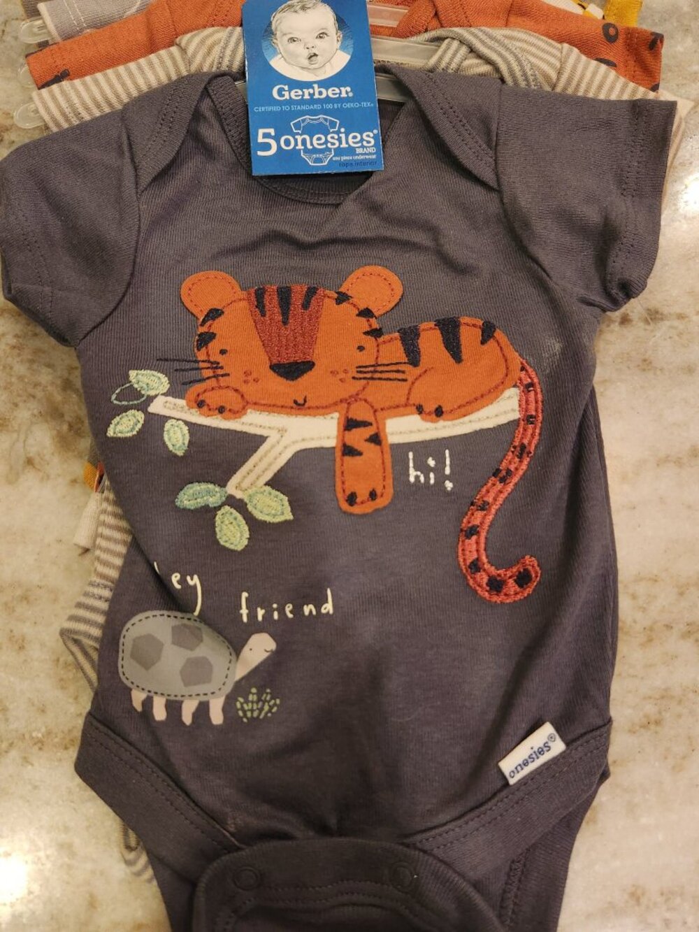 Gerber Newborn Onsies , Set of 5 , Zoo/Animal Theme